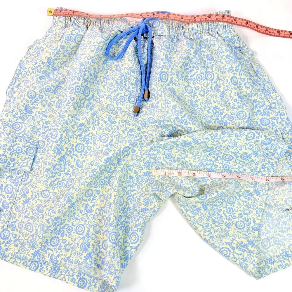 Exist Swim Mens Large Board Shorts Swim Trunks Blue Floral Print Mesh‎ Lined